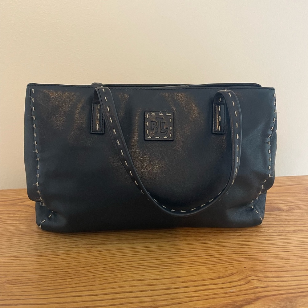 Ralph Lauren Black Leather mini Tote Bag
